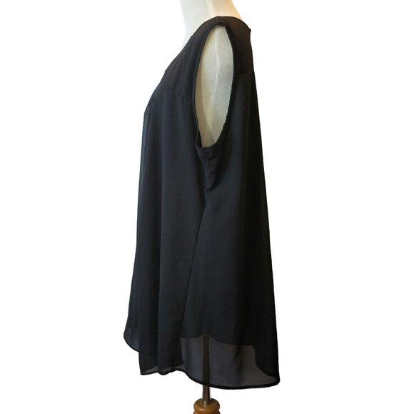 Glorystar Women's Sheer Lined Dress Tunic Top Sleeveless Black Polyester XXL - Picture 4 of 10